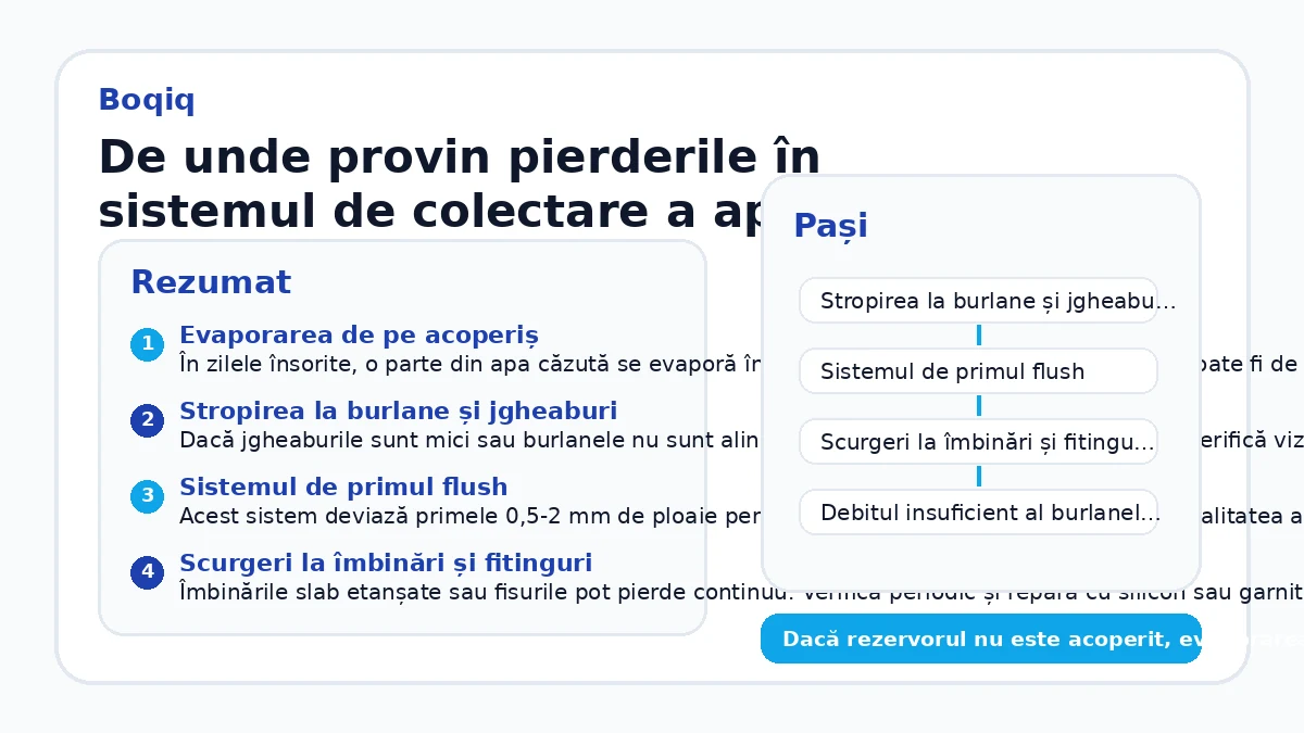 De unde provin pierderile în sistemul de colectare a apei de ploaie?